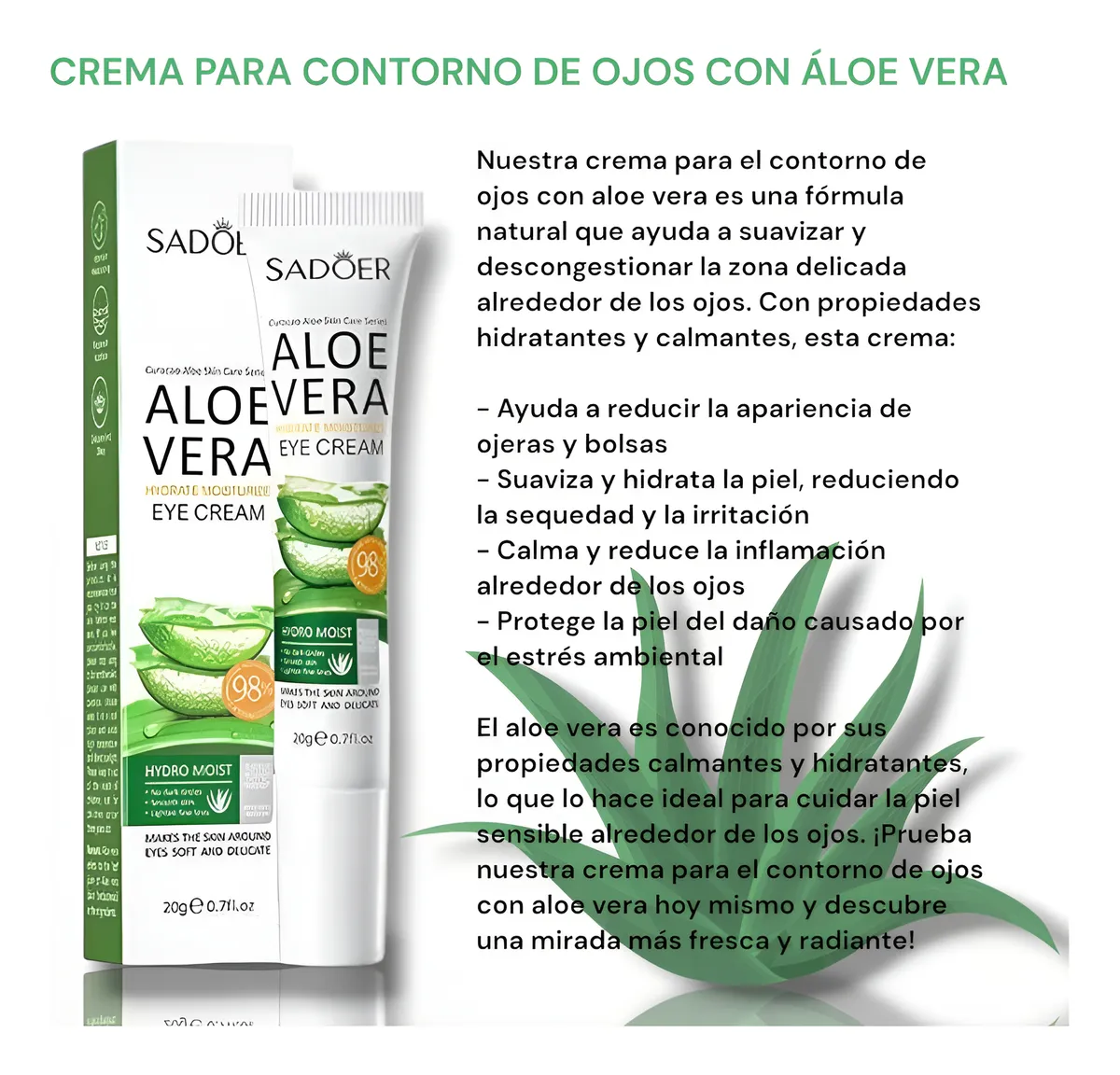 Miniatura 2 de Crema de ojos hidratante aloe Vera Sadoer 20g